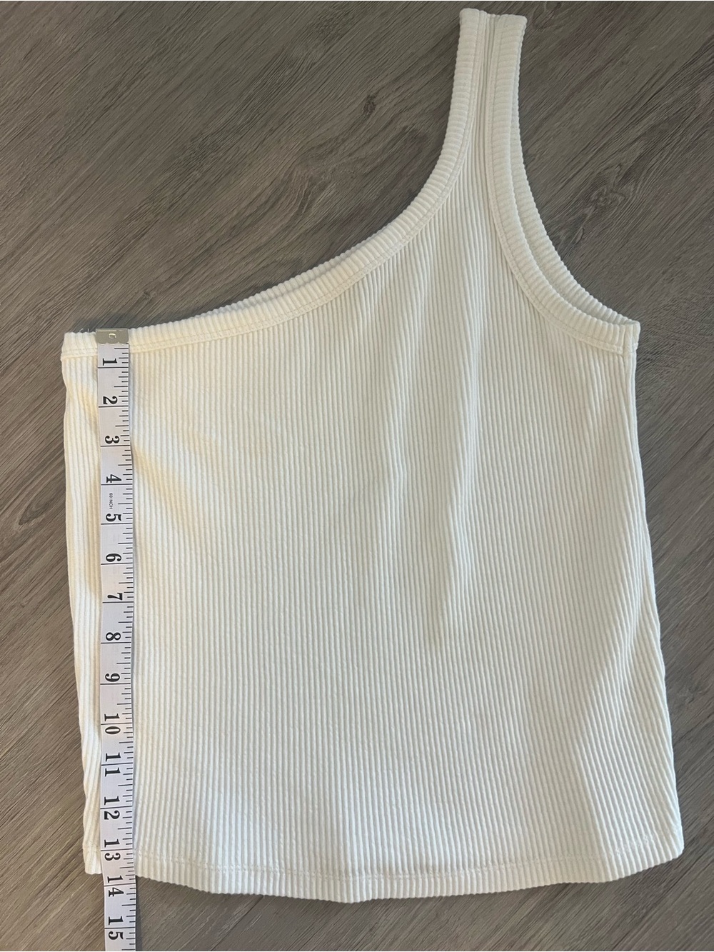 French Connection Cream One-Shoulder Ribbed Tank - Picture 9 of 9